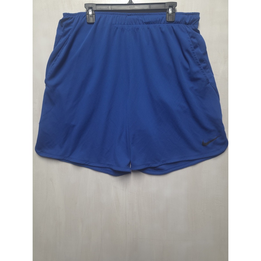 Nike Men's Blue Athletic Shorts Elastic Drawstring Solid Flat - Picture 1 of 7